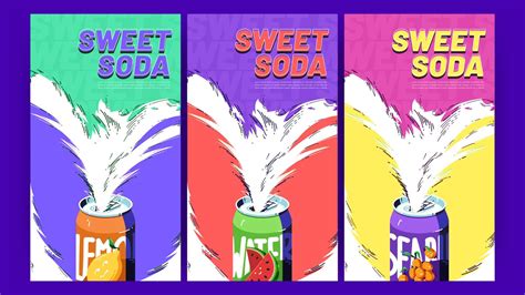 Soda ads posters with sweet drink splashing of can 13758438 Vector Art ...