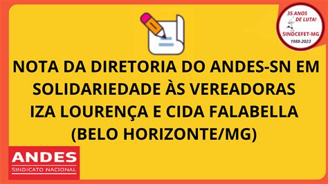 NOTA DA DIRETORIA DO ANDES SN EM SOLIDARIEDADE ÀS VEREADORASIZA