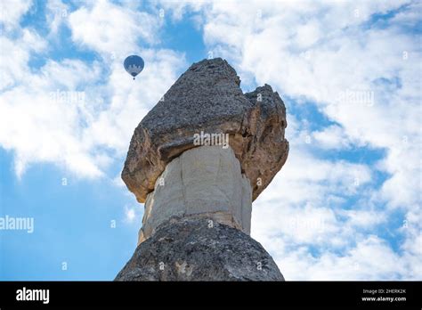 Flying Hot Air Balloons And Fairy Chimneys In Pasabag Valley Or Monks Valley Zelve Open Air