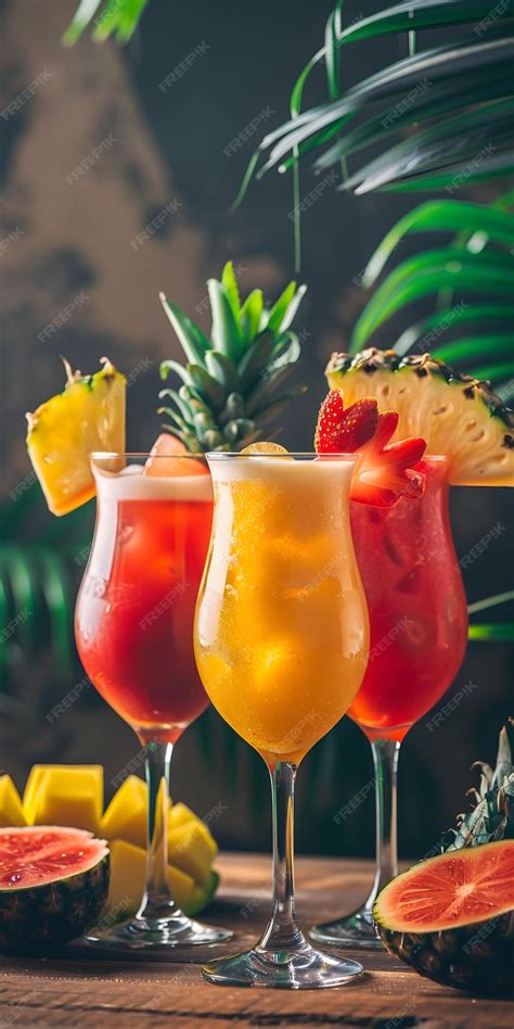 Premium Photo Tropical Fruit Cocktail Glasses