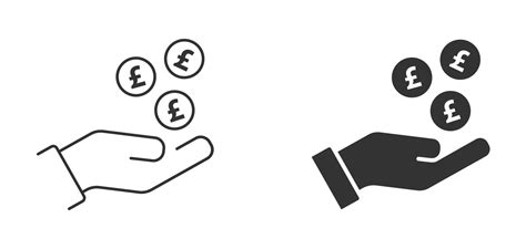 British Pound Coin Payment Icon Pound Coins Falling In Hand Flat