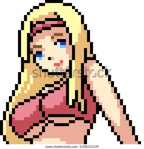 Vector Pixel Art Anime Girl Isolated Stok Vekt R Telifsiz