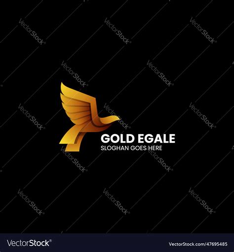 Logo gold eagle gradient colorful style Royalty Free Vector