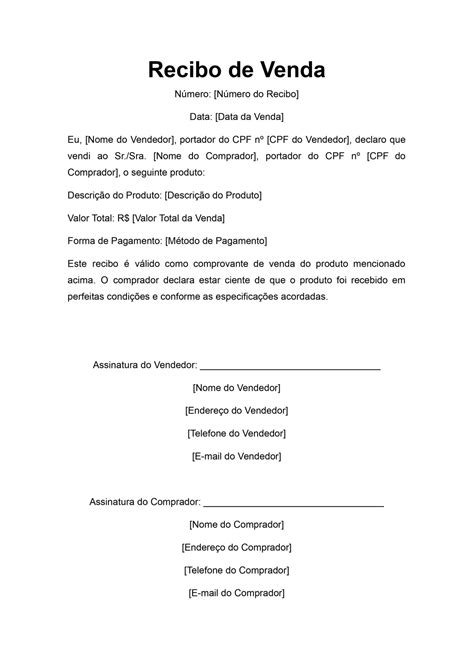 Modelo De Recibo De Venda De Carro