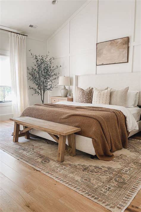 Light And Airy Neutral Primary Bedroom With Wainscoting Home Decor