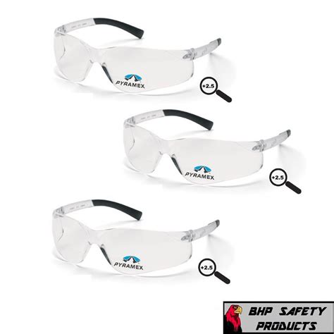 3 Pair Pyramex Ztek Reader Safety Glasses 2 50 Clear Bifocal Lens S2510r25 Ebay