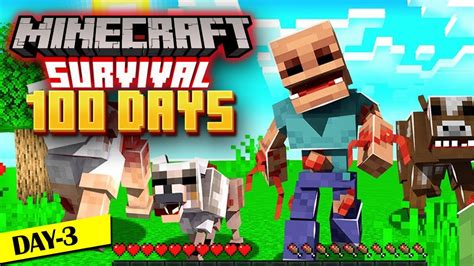 Minecraft 100 Days Survival Day 3 Found 💎 Diamonds And A Village