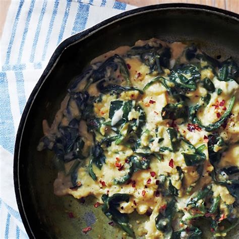 Scrambled Eggs With Spinach And Parmesan Recipe Epicurious