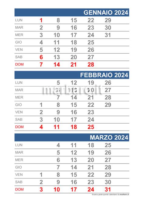 Calendario 2024 Mensile In PDF Stampabile Scegli E Scarica Ora