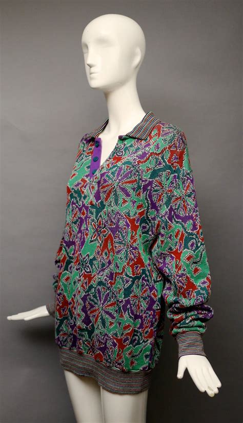 80s Missoni Graphic Sweater Oversized Fit Signature Print Knit Too