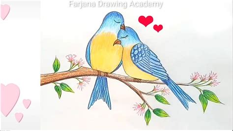 How To Draw Two Birds In Love Step By Step YouTube