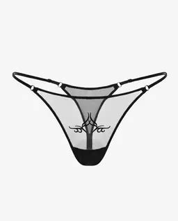 Czarne Stringi Z Haftem Tribal Zhilyova Lingerie Moliera