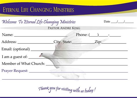 Church Visitor Card Template Word – Creative Sample Templates