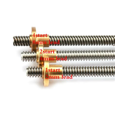 Stainless Steel Leadscrew 2mm Pitch 4 Start 8mm Lead 600mm Length TR8 8