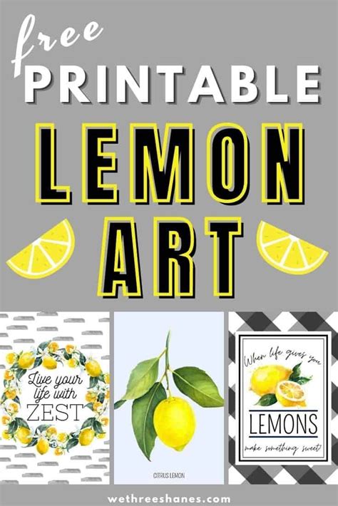 Free Lemon Art Prints | We Three Shanes in 2024 | Lemon art, Lemon kitchen decor, Lemon crafts