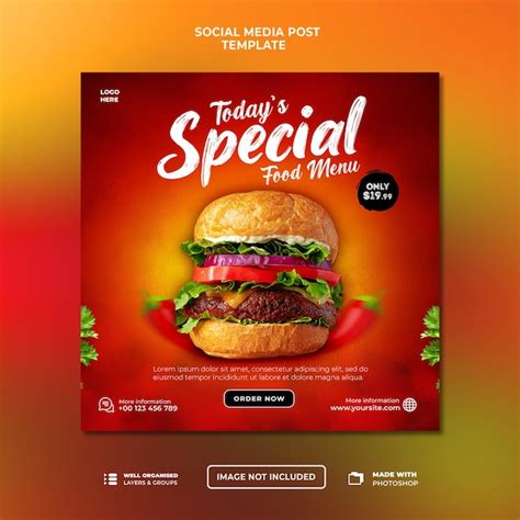 Premium Psd Delicious Burger Post Social Media Template