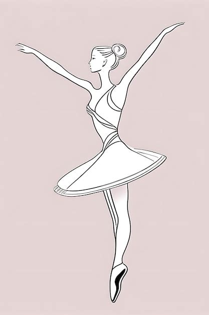 Ballerina Ballet Dancer Continuous Line Drawing Isolated Sketch Drawing