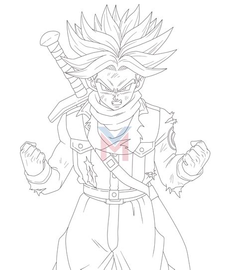 Dragon Ball Super Super Trunks Line Art By Victormontecinos On