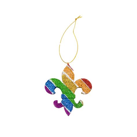 Rainbow Glitter Fleur De Lis Ornament Aunt Sallys Pralines