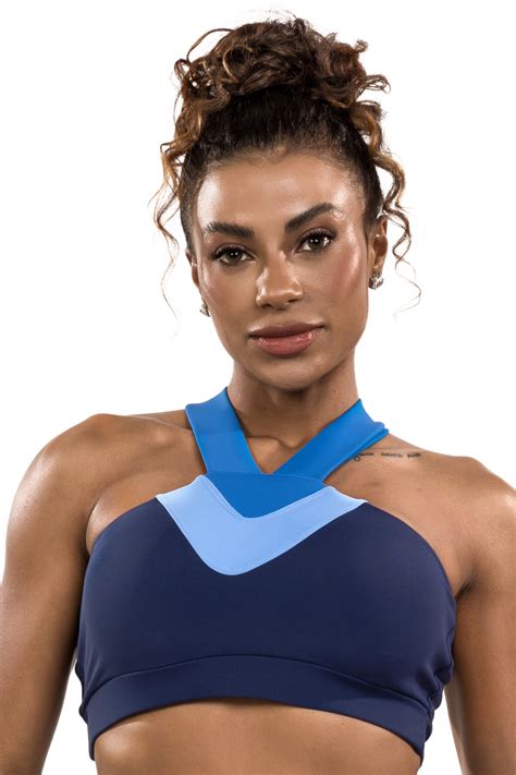 Top Viena Azul Em Suplex Poliamida Bojo Donna Carioca Moda Fitness