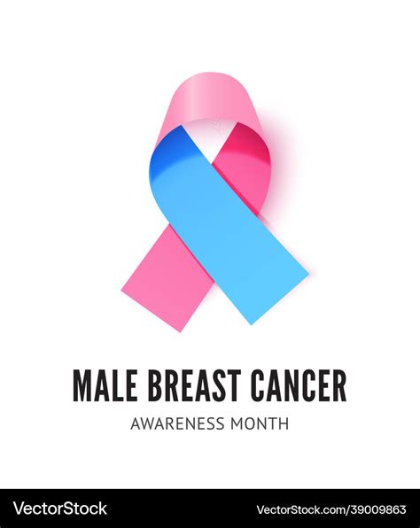 Male Breast Cancer Awareness Ribbon Royalty Free Vector