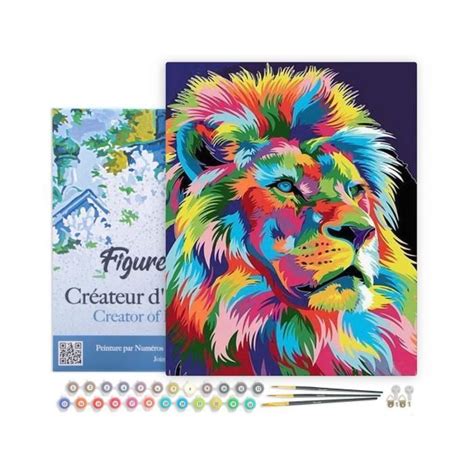 Figured Art Peinture par Numéro Adulte avec cadre Lion Pop Art 2 Kit