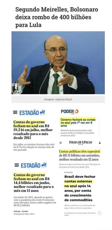 Segundo Meireles Bolsonaro deixa rombo de 400 bilhões para Lula Imagem