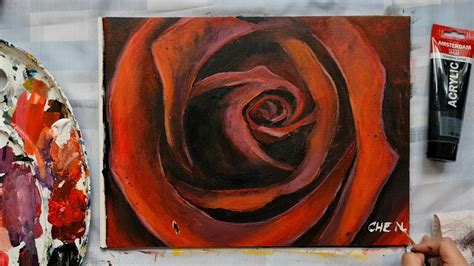 Easy Rose Acrylic Painting Tutorial By Cheryl Navarro Youtube