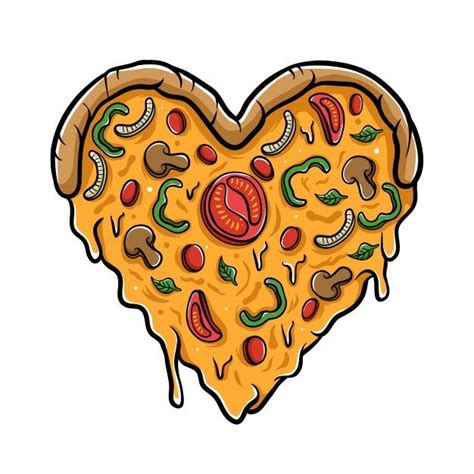 Ilustra O De Pizza De Amor Vetor Premium Pizza Art Pizza Design