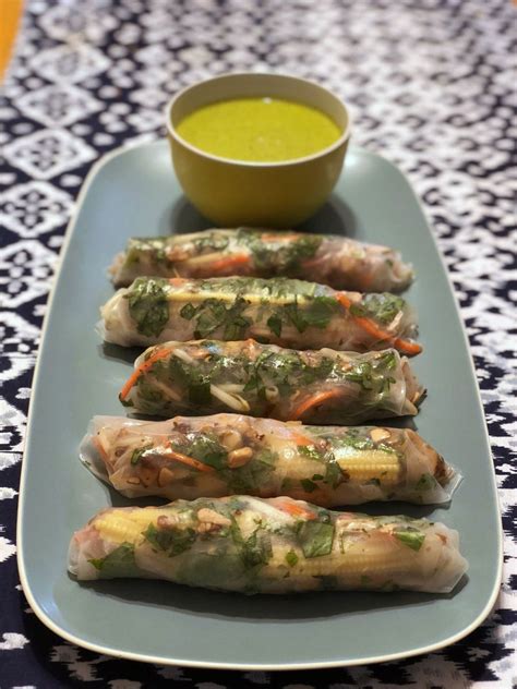 Veggie Spring Rolls With A Trio Dipping Sauces Chefs Veggie Spring