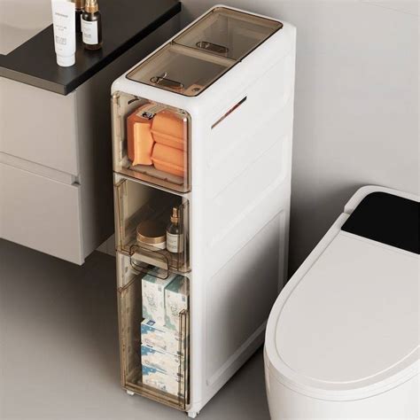 Narrow Bathroom Gap Organizer Drawer Shelf Toilet Floor Storage Cabinet Waterproof Installation ...