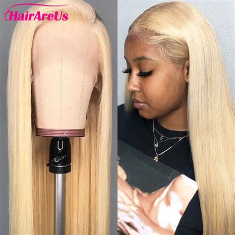 Blonde 13x4 Hd Lace Frontal Wig 100 Human Hair Pre Plucked Honey Blonde 613 Straight HD