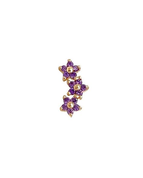 Piercing Trio Flores Morado enroscable Joyería Petunia