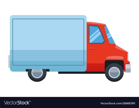 Delivery van with container vehicle cartoon Vector Image