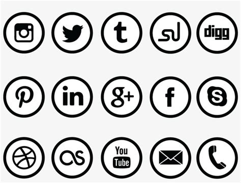 Round Social Media Icons Black