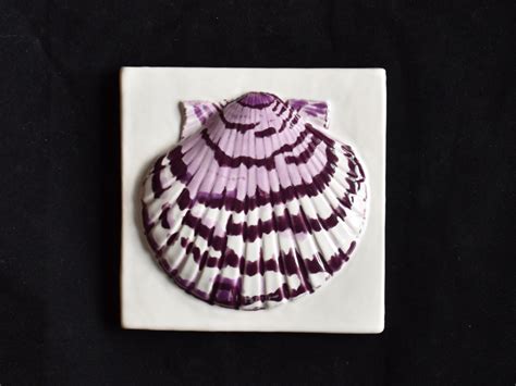 Purple Calico Scallop Shell Powderhounds Tiles