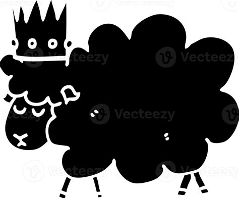 Cartoon Sheep Wearing Crown Solid Black Icon Png