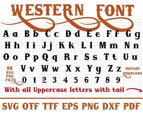 Western Font Svg Fonts Country Font Rodeo Font Svg Cowboy Font Svg