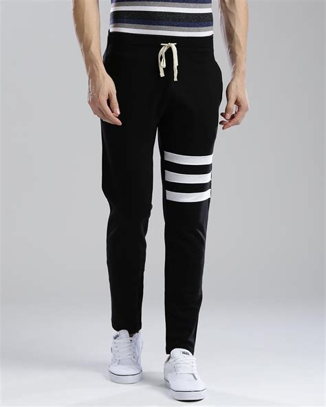 Buy Mens Black Striped Track Pants Online At Bewakoof