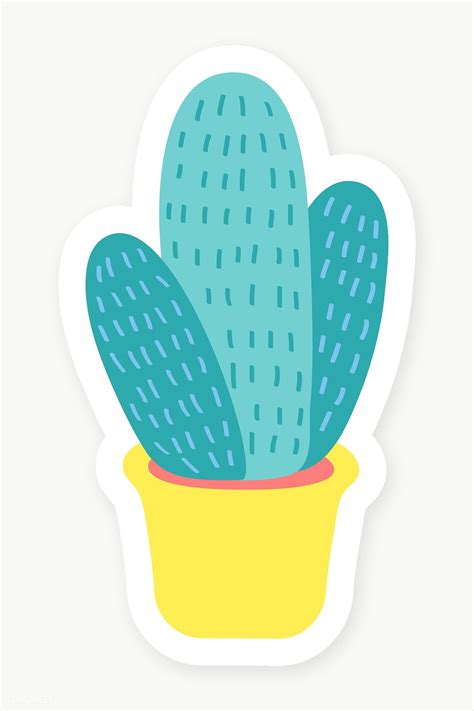 Cute Cactus In Pot Sticker Free Image By Rawpixel Manotang