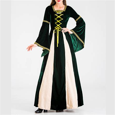 Xflwam Renaissance Dress Women Medieval Costume Dress Square Neck Long