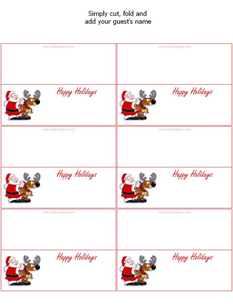 Christmas Place Card Template - Printable Word Searches