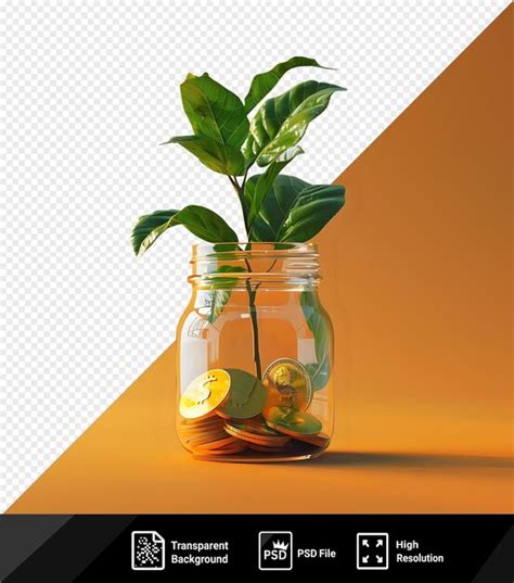 Planta Transparente Crescendo A Partir De Moedas Em Frasco De Vidro