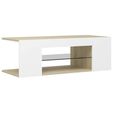 JILL SALE Meuble TV Banc TV Buffet de TV avec lumières LED Blanc et