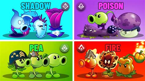 Team Plants Pea Vs Fire Vs Shadow Vs Poison Who Will Win Pvz