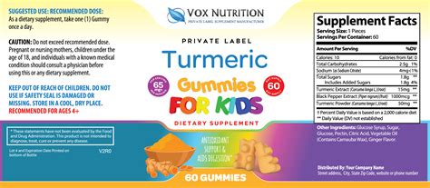 Private Label Turmeric Vitamin Gummy Supplement Vox Nutrition