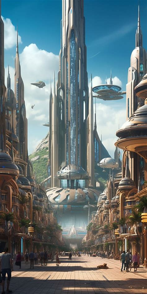 Prompt Sci Fi City With Futuristic Buildings In The Style Of Kushan