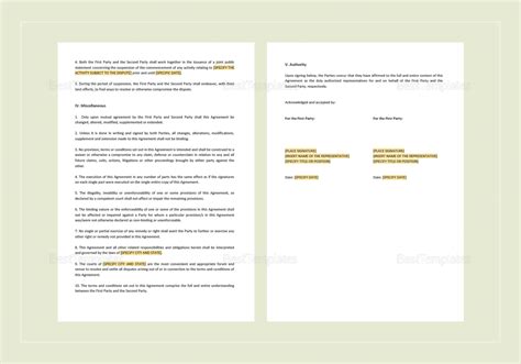 Standstill Agreement Template in Word, Apple Pages