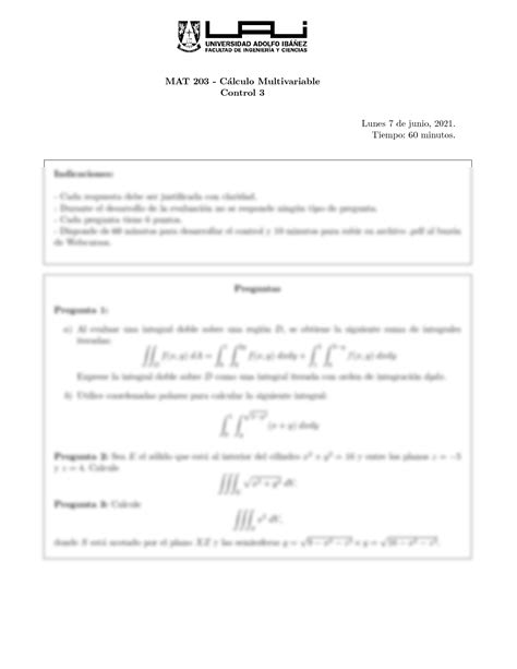 Solution Control Integrales Doble Y Triples C Lculo Iii Studypool