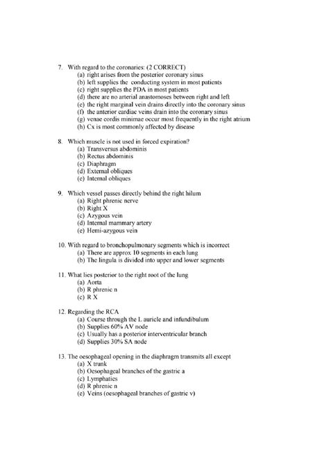 Solution Anatomy Thorax Mcq Studypool